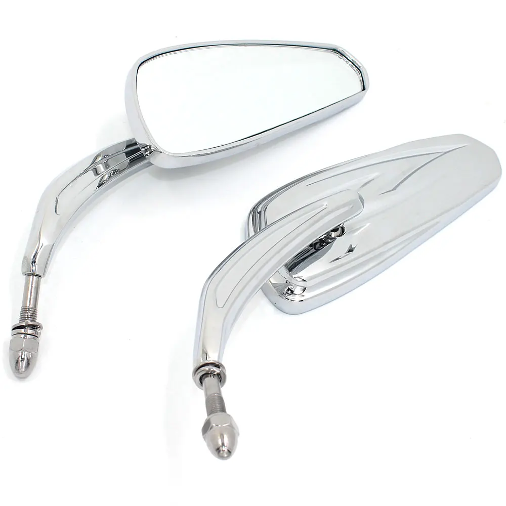 

BJMOTO Aluminum Motorcycle Rearview Rear Side Mirror Handle Bar End Mirrors Oval For Harley Bike