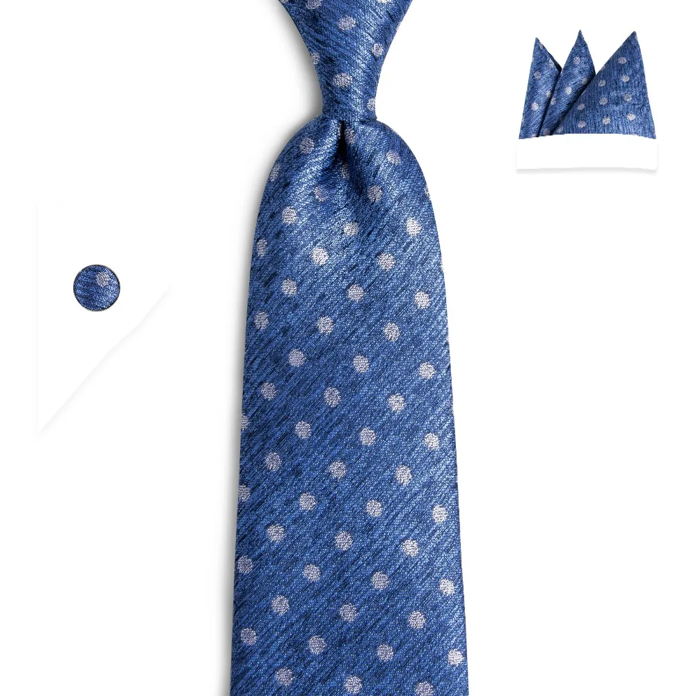 

DiBanGu Mens Ties Silk Tie Slim Business Wedding Necktie Blue White Ties Men Polka Dot Ties For Men Gravata 8cm Necktie N-7045