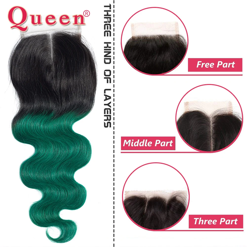 Queen hair товары бразильский 1B/Зеленый Двухцветный Ombre объемная волна Связки с