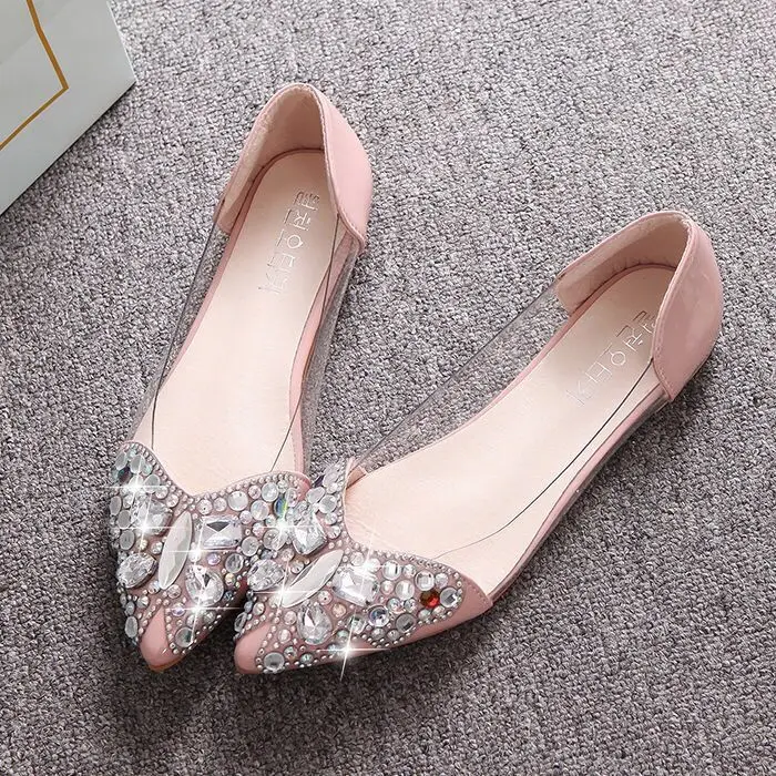

2019Women Ballet Flats Rhinstone Ballerina Soft Sole Slip On Casual Shoes Luxury Crystal Wedding Spring Summer Ladies Shoes