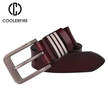 

New fashion men genuine leather belts for men cowskin with mental pin buckle high quality male belts HQ048