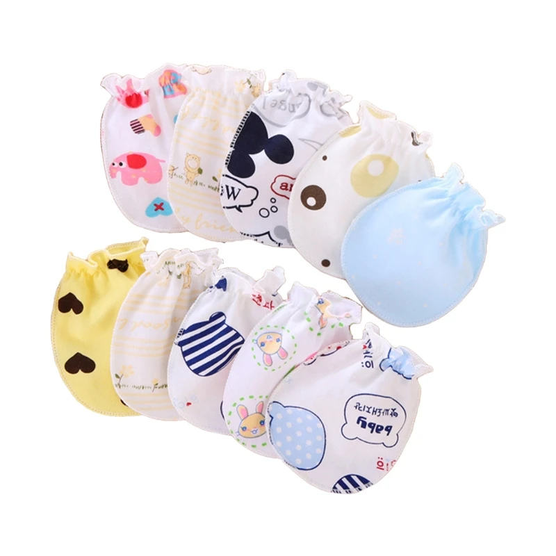 OTGO 3Pairs Fashion Baby Anti Scratching Gloves Newborn Protection Face Cotton Scratch Mittens for 0-12 Month