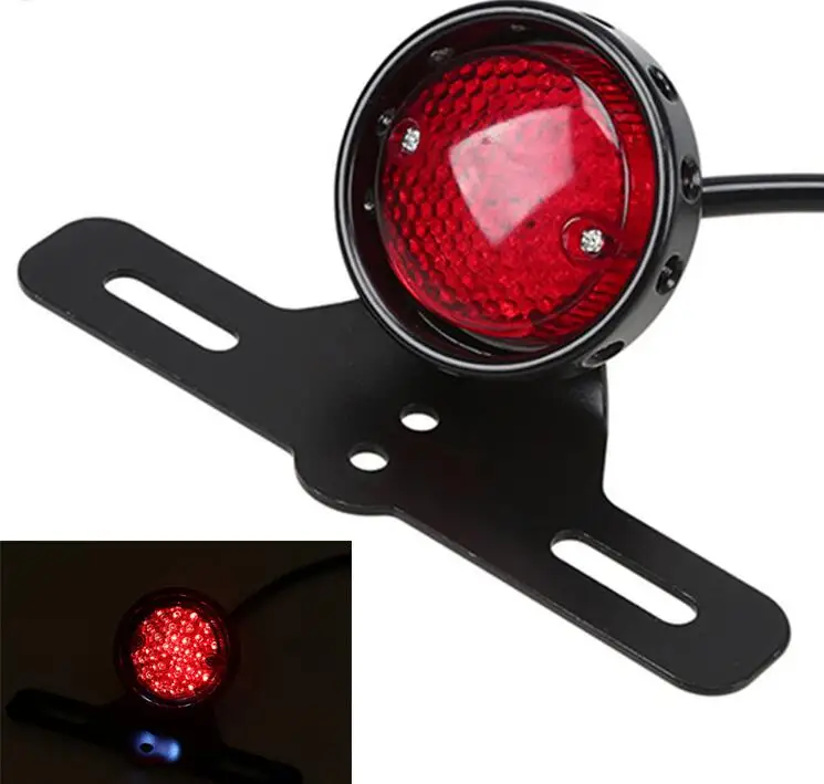 

Motorcycle LED Retro Red Rear Tail Brake Stop Light Lamp W/ License Plate Mount for Harley Honda Suzuki Chopper Bobber KTM