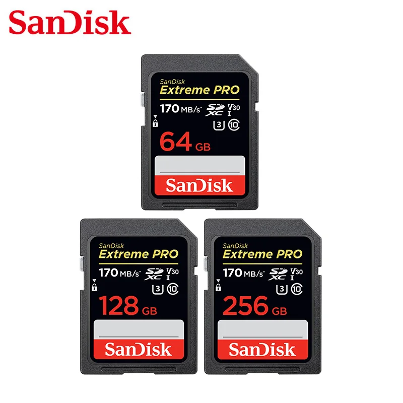 Оригинальная sd-карта sandisk Extreme Pro 256 ГБ максимальная скорость чтения 170 МБ/с./с V30 128 Гб 64 Гб класс 10 U3 USH-I карта памяти для камеры