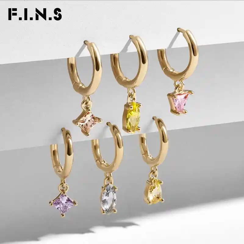 F.I.N.S современные женские серьги 2019 Мини маленькие серьги-кольца с геометрическим кристаллом, подвесные корейские серьги 6 шт./компл.