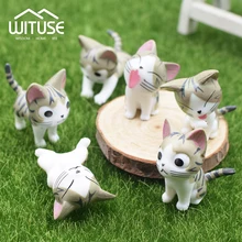 1/6Pcs Cat Terrarium Cheese Cat Figurines Miniature Figurine Fairy Garden Miniatures Garden Decoration Miniature Fairy Figurines ark light diy decoration miniature glass pot led table lamp fairy terrarium potting garden decor miniature microlandschaft