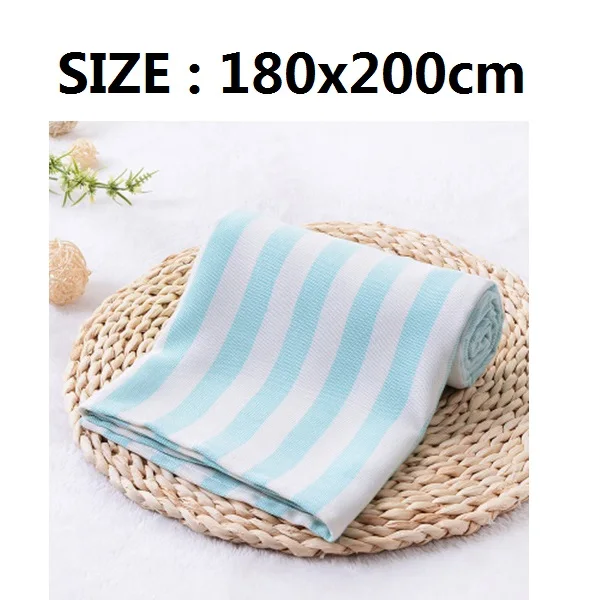Весенне-летнее одеяло из шелка со льдом для младенцев, бамбуковое волокно, детское полотенце для сна, Новая удобная детская коляска одеяло для пеленания - Цвет: blue stipe180x200cm