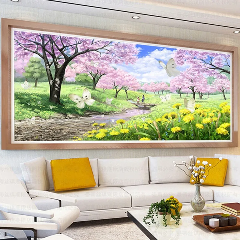 Top QIANZEHUI,Needlework,DIY printing Pastoral Landscape  Cross stitch,Warm Home Dream Hut Sets For Embroidery kits Cross-Stitch 25