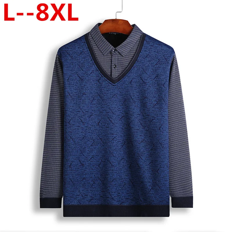 8XL 6XL 5XL 4XL кашемировые свитера мужские одежда осень-зима толстый теплый шерстяной пуловер для мужчин Бизнес Повседневный пуловер домашние свитеры - Цвет: 1