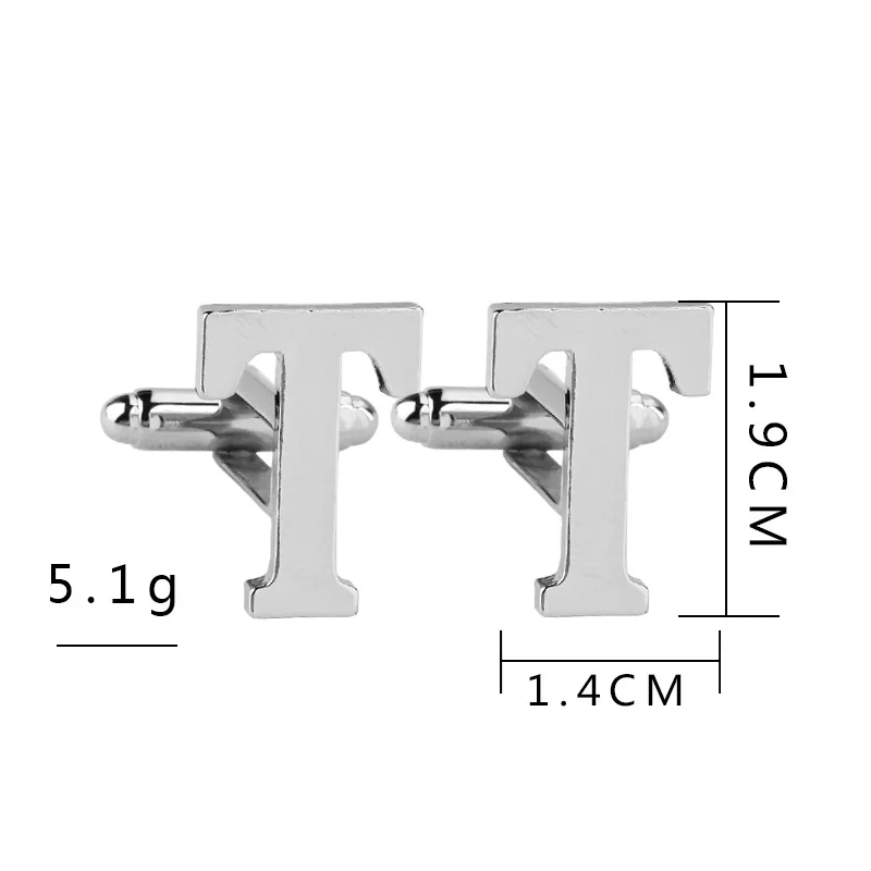1 пара серебряных деловых A-Z одиночные буквы Мужские костюмы рубашка Запонки Свадебные Запонки для мужчин аксессуары гравированная запонка