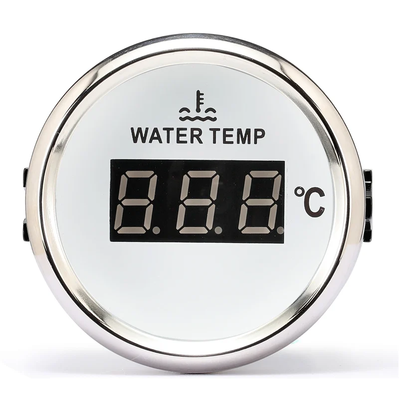 Цифровой датчик температуры для автомобильного термометра 52 мм Круглый Мини-измеритель температуры воды Индикатор Автомобильная лодка с задним светильник turbo boost - Цвет: WS