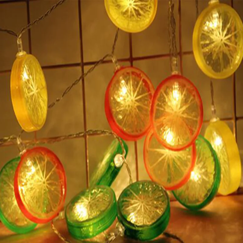 

Lemon Orange Fruit Fairy Lights Garland LED Ball String Lights For Christmas Tree Wedding Home Indoor Decoration Battery Powered