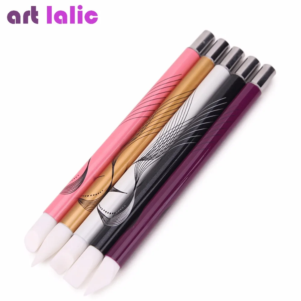 5 шт. силиконовая ручка для дизайна ногтей|nail art brush|silicone nail brushdot painting |