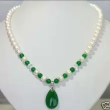 Турецкие африканские бусы ювелирный набор натуральный 7-8 мм белый пресноводный жемчуг и зеленый драгоценный кулон ожерелье 1" кварцевые прекрасные женщины