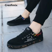 Cresfimix zapatos hombre; Мужская модная Высококачественная Черная парусиновая обувь; Мужская Повседневная стильная обувь на шнуровке; сезон весна-осень; c3084