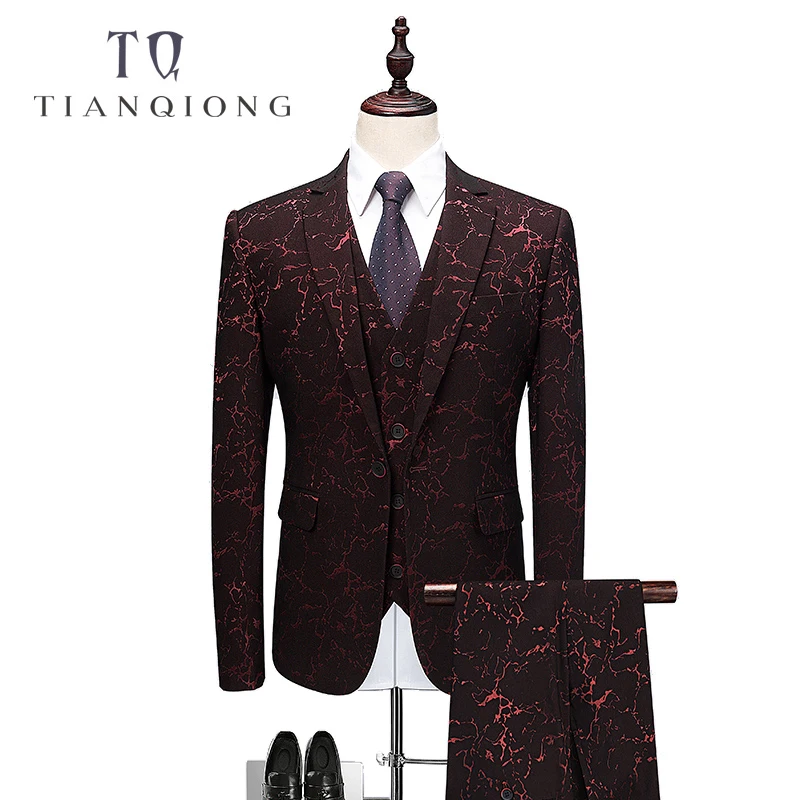 

TIAN QIONG Men Suit 2018 Slim Fit Male Printed Suits Stylish Mens Suits Wedding Groom Designer Prom Wear Brand Clothing QT350