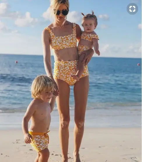 2019 летний семейный одинаковый купальник Mom Me для матери и дочери комплект бикини