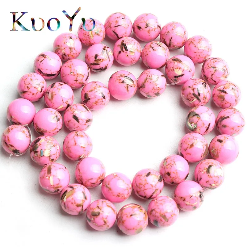 

Pink Shell Howlite Stone Beads Round Loose Turquoises Beads Natural Stone For Jewelry Making DIY Bracelets 15'' 4/6/8/10/12mm