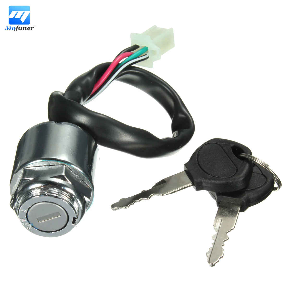 One Set Ignition Barrel Key Switch 2 Keys 4 Pin Block Connector For ATV