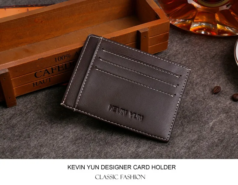 Кевин Юн дизайнерский бренд класса люкс Для мужчин держатель для карт кожа кредитной ID Card Case кармана кошелек Slim