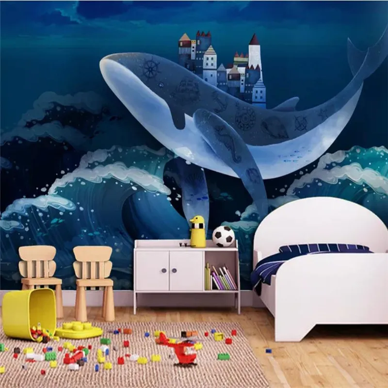 Custom Mural Wallpaper Dream Whale Home Children's Room Background Wall beibehang customized modern fashion decorative painting children s indoor baby elephant three dimensional wallpaper papier peint