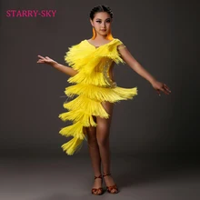 Платье для латинских танцев; Детские платья с бахромой для девочек; Детский костюм для латиноамериканских танцев; бальное платье для сальсы; детская Праздничная танцевальная одежда для латиноамериканских танцев