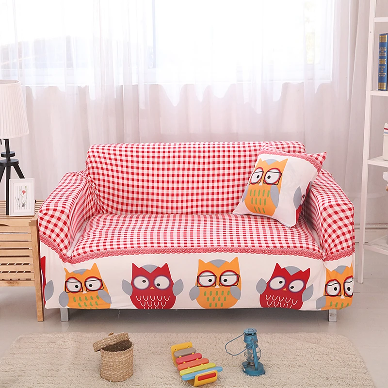 

Cartoon Owl Sofa Cover Sectional Capa de sofa Covers Elastic Sofa Covers Flower Printed Slipcover Couch Cover For Living Room