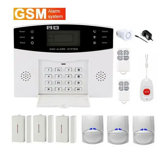 

Infrared Home Security GSM LCD Alarm System Intercom Remote Control Autodial Siren Sensor Kit IOS Android APP Control Wireless