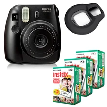 Fujifilm Instax Mini 8 мгновенная камера-черный+ Fuji белый край 60 пленка+ объектив крупным планом-черный