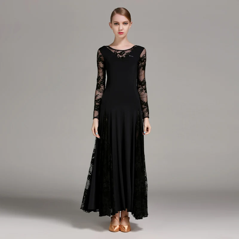 

New 4 Color Women Ballroom Dance Dress Standard Ballroom Dance Skirts Ladin Dresses Vestido De Formatura Waltz Lace Dress B-6192
