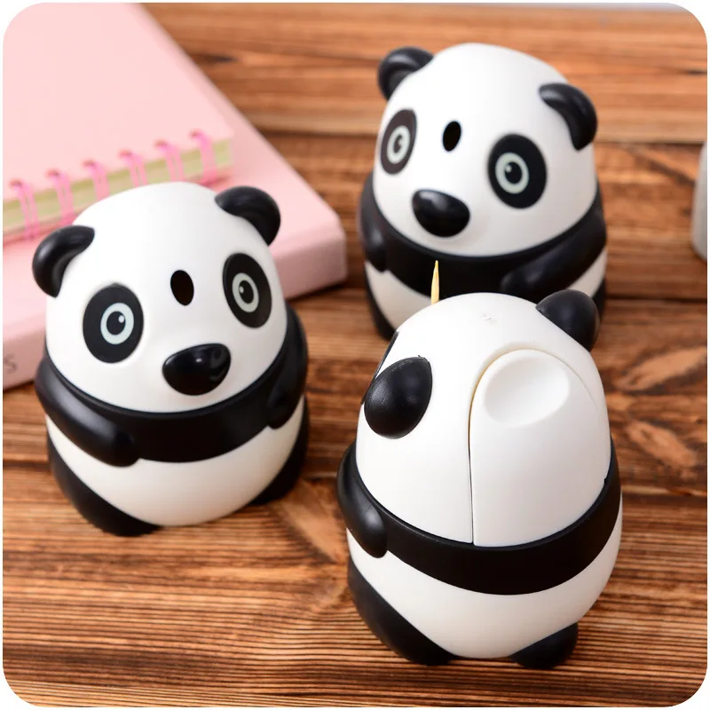 Murah Indah Panda Kapas Penyeka Tusuk Gigi Kotak ABS Otomatis Tusuk Gigi Botol Tusuk Gigi Pemegang B