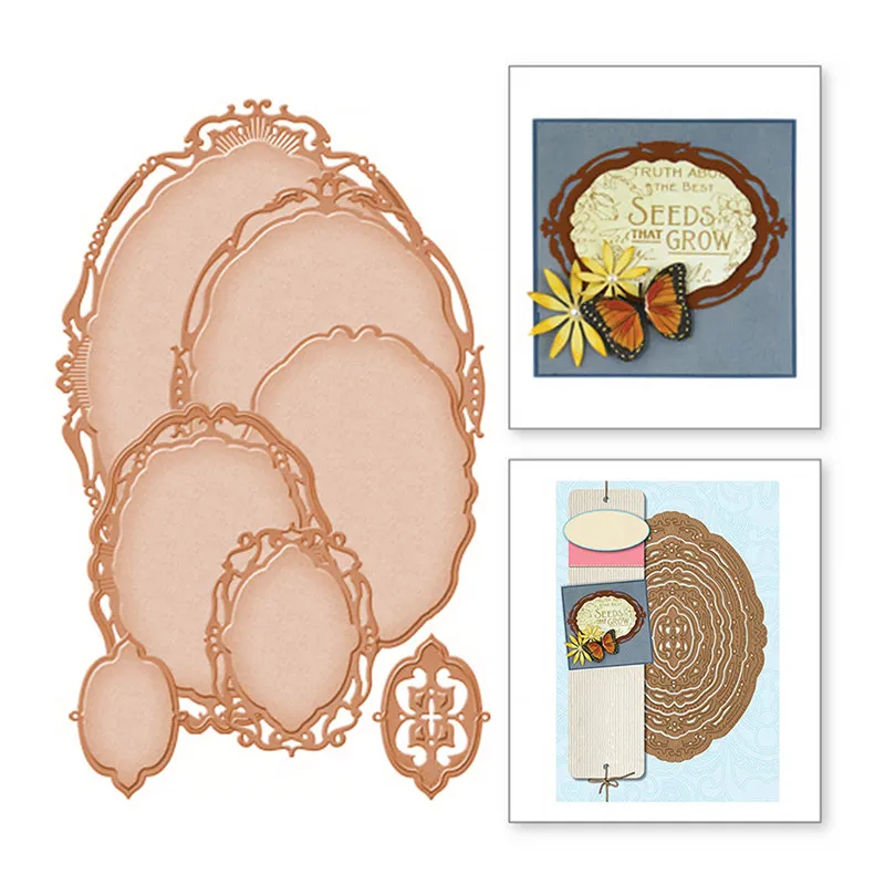 

Eastshape Background Frame Dies Scrapbooking Metal Cutting New Oval Pattern Craft Die Card Making Die Cuts DIY Embossing Photo