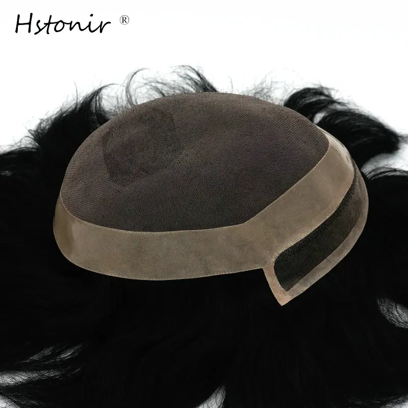 

Hstonir Mens Toupee Hair Replacement Systems Lace Frontal Remy Hair Topper Invisible Knot H097