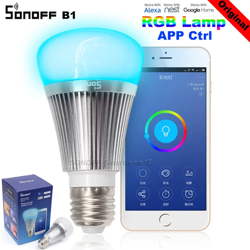 Sonoff B1 E27 WiFi Smart Light Bulb,Dimmable,Multicolor,Wake Up Lights