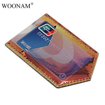 

WOONAM New Creative Handmade Laser Reflective Holographic Transparent Triangle Head Easy Slip Slim Card Holder WB553