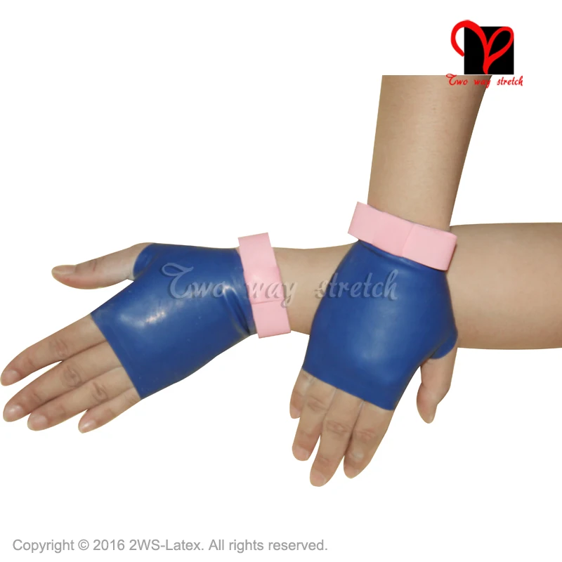 Latex Short Gloves Fingerless with bow Rubber Wrist Length Mittens