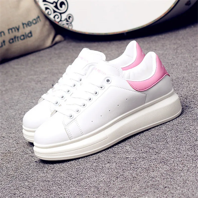D KNIGHT Brand Women Casual White Shoes 2019 Spring Winter Women Flats Platform Shoes Fashion Lace-Up Women Sneakers Big Size 44 (10)