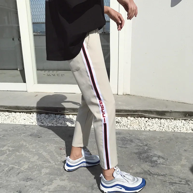 Summer new woven bandwidth loose large size M-5XL nine points casual pants personality fashion classic tide men's simple popular