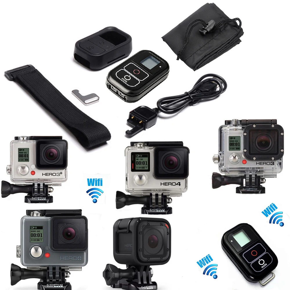 GoPro Smart WiFi Remote Control+RC Charger Cable+Silicone Case+Key