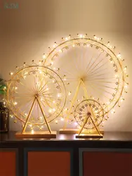 Nordic Утюг колесо обозрения ночник ремесла детские ночные светильники для рождественские подарки Гостиная Спальня Home Decor Luminaria