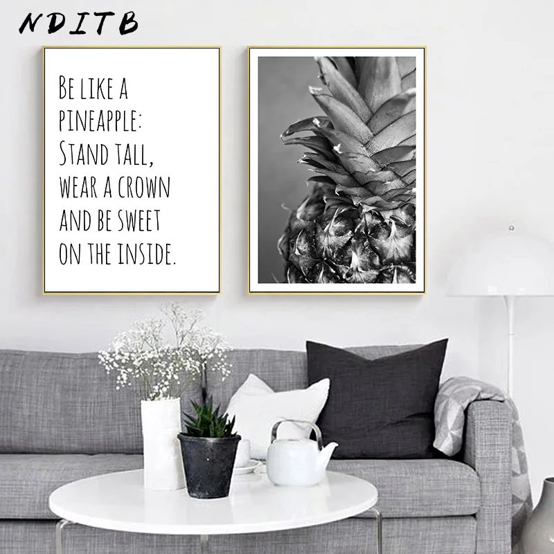 

NDITB Pineapple Motivational Wall Art Canvas Painting Scandinavian Posters and Prints Nordic Decoration Picture Home Decor
