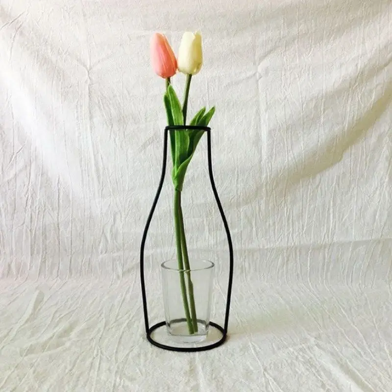 Nordic Минималистский абстрактная ваза линии Черный гладить ваза для цветов, ваза Сушеные цветок Декор для дома из железа ваза рамка - Цвет: Color F