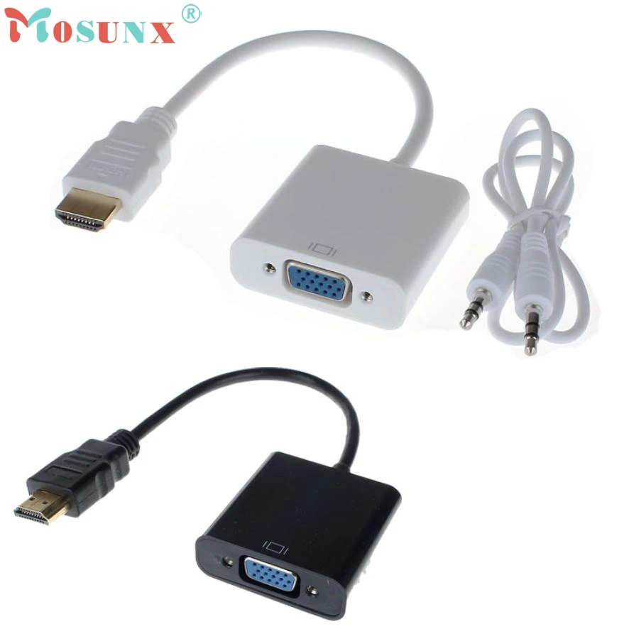 

Levert Dropship Del HDMI Male to VGA Converter Adapter With Audio USB Cable 1080P for PC Mar01