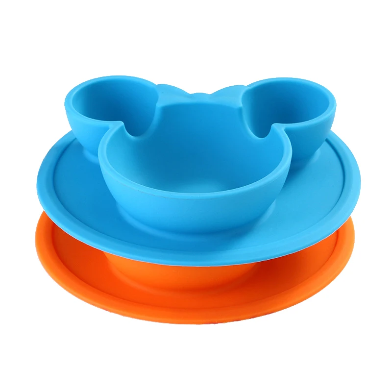 3 PcsSet Baby Food Storage Silicone Tableware Solid Cute Dishes Kid Plate Bowl Eco-friendly Children Training Dinnerware BB5116 (13)