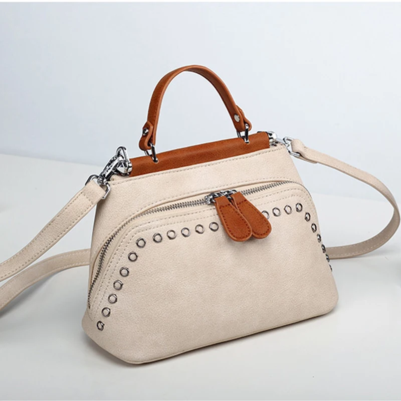 

Shell Bag Women Leather Handbags Fashion Zip Rivet Women Messenger Bags bolsa feminina Shoulder Bags Ladies Tote Bag sac a main