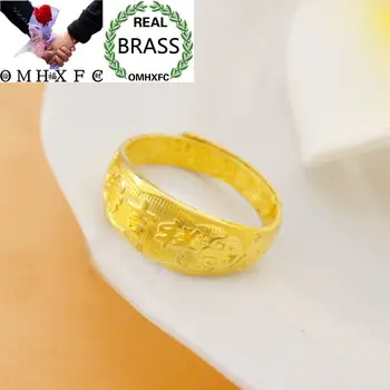 

OMHXFC Wholesale European Fashion Woman Man Unisex Party Birthday Wedding Gift Vintage RUYI Words Resizable Brass Ring RI166