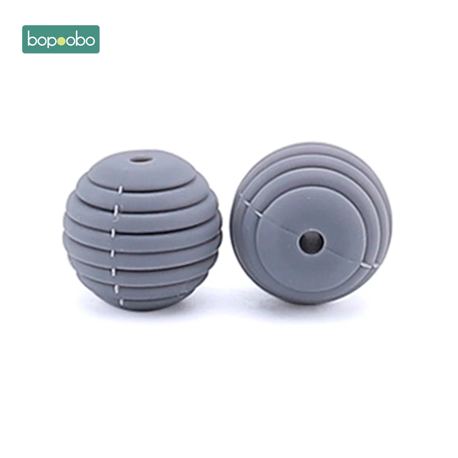 Bopoobo силиконовые спиральные бусины 20 шт 15 мм Силиконовая Круглая DIY аксессуары для кормящих ювелирных изделий сотовые бусины BPA Бесплатный Детский Прорезыватель - Цвет: Deep Gray