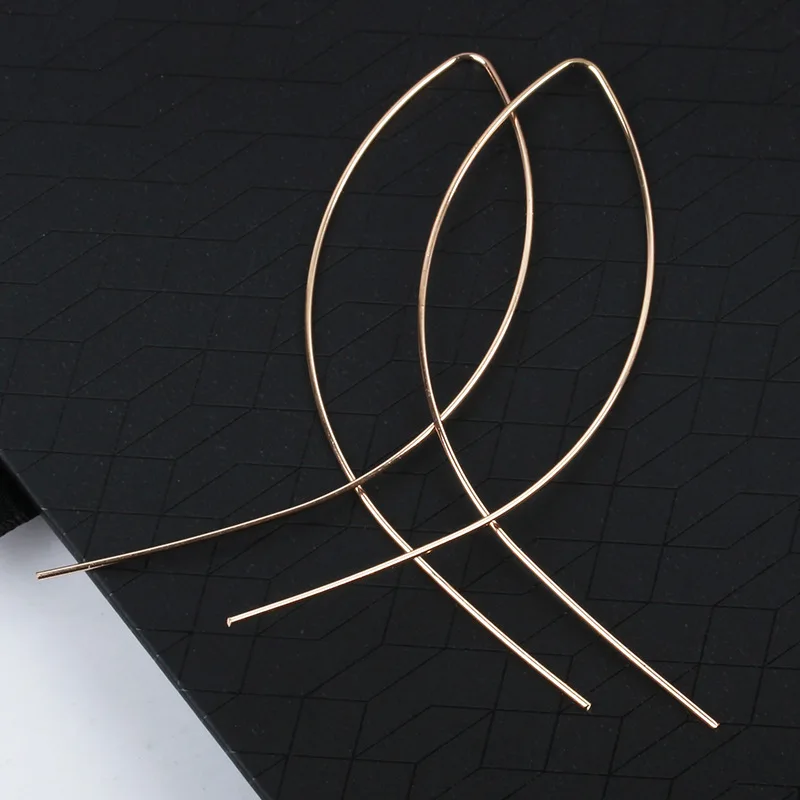 ES143 серьги-гвоздики в форме рыбы простые серьги ручной работы из медной проволоки для женщин Brincos de gota Feminino геометрические Новые - Окраска металла: Gold