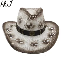 Для женщин Для мужчин западная ковбойская шляпа с панк-якорь повязка на голову ручной работы ткань леди в джентльменском стиле; пляжные кепки для защиты от солнца сомбреро Женская Ковбойская шляпа Размеры 58 см A0082