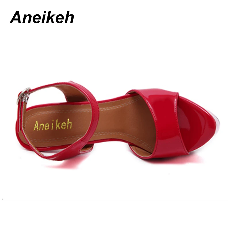 Aneikeh/Большие размеры 41, 42, 43, 44, 45, 46; босоножки на высоком каблуке; летние пикантные вечерние туфли с открытым носком; женские туфли-гладиаторы на платформе 16 см